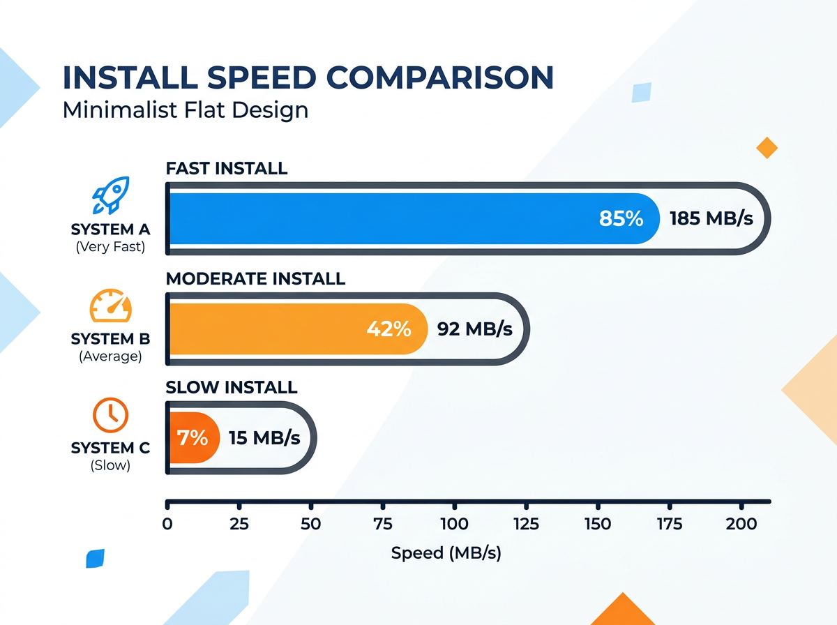 A bar chart comparing dependency install times for uv, Poetry, and pip