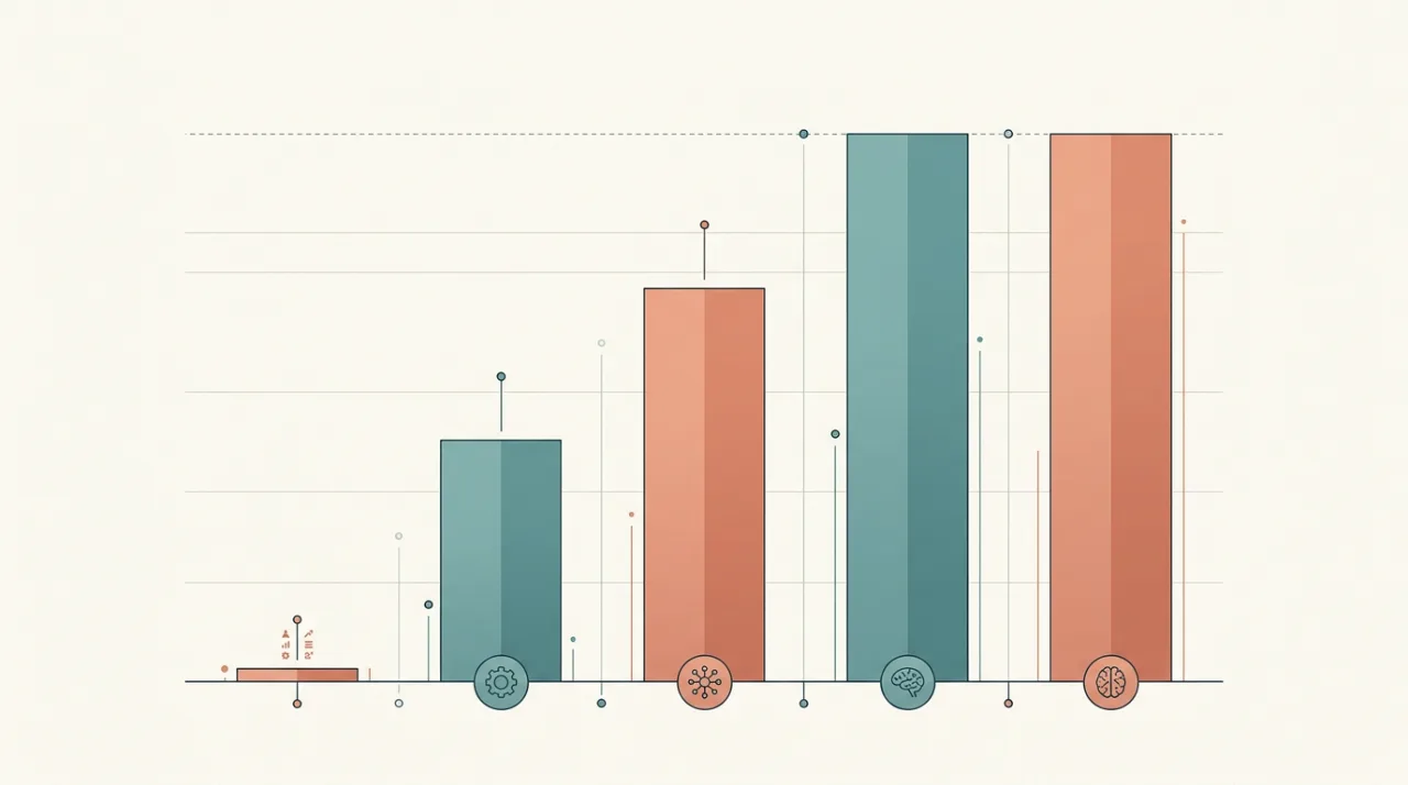 Bar chart concept showing small distilled models reaching reasoning scores close to much larger models