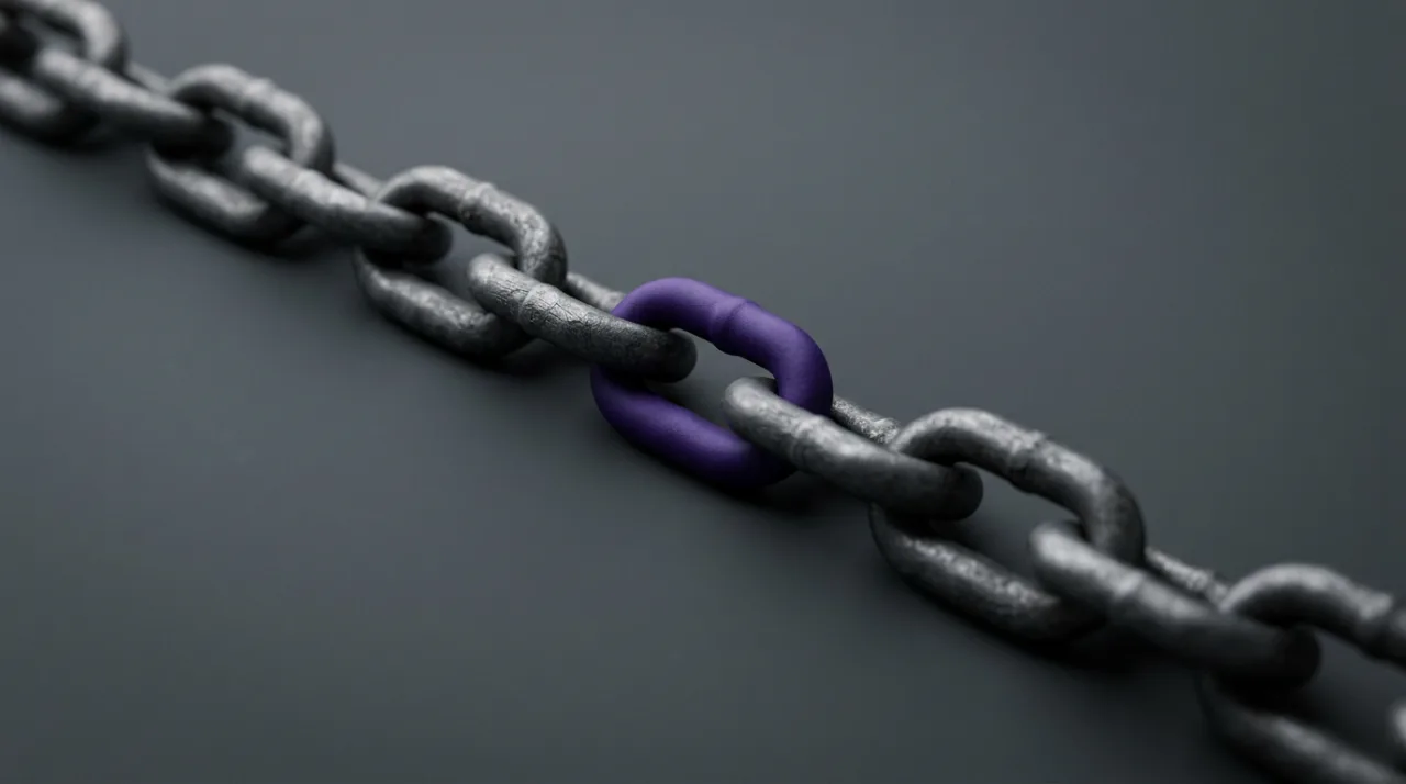 An abstract chain with a single link swapped for a different one